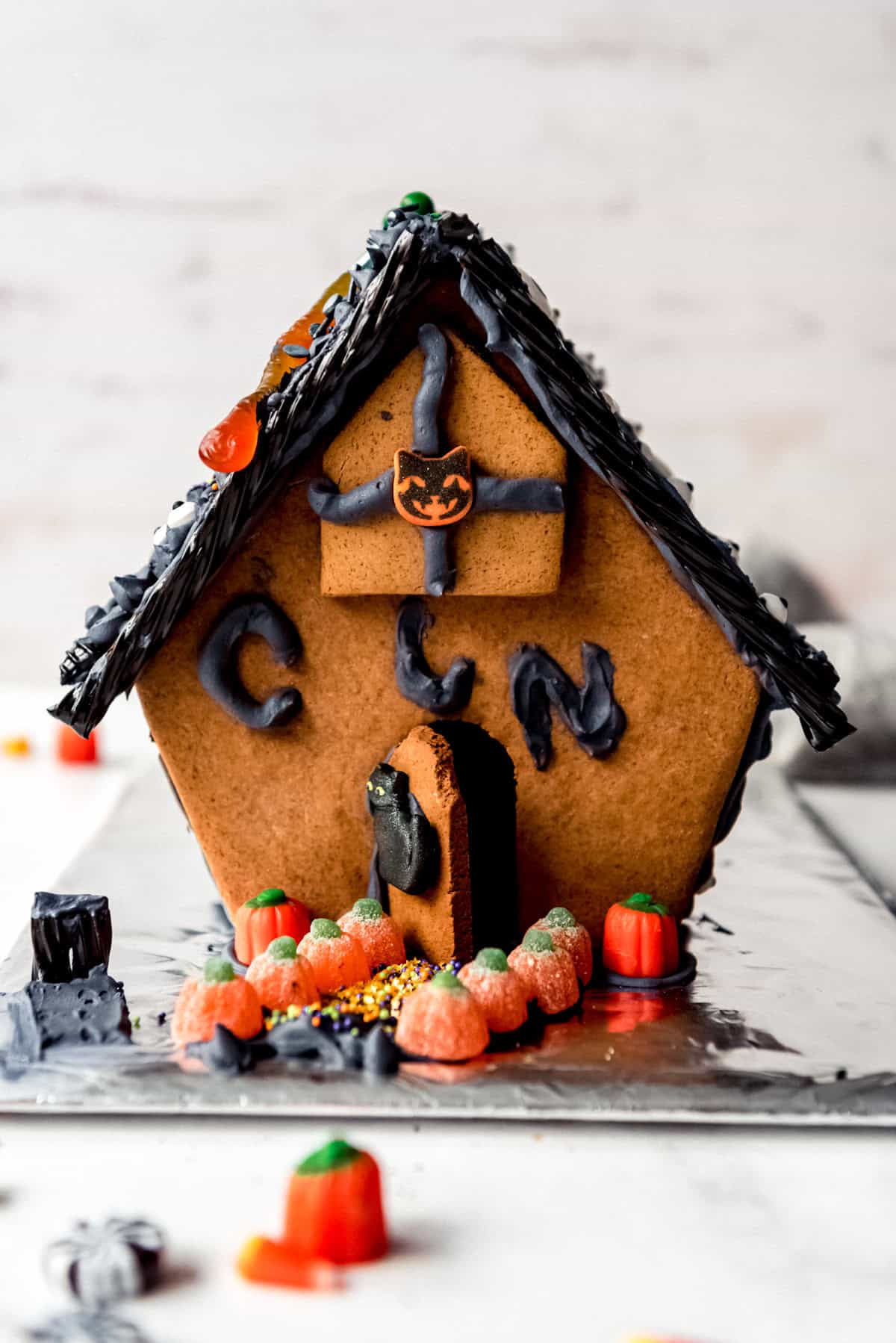 An image of a child's Halloween gingerbread house.