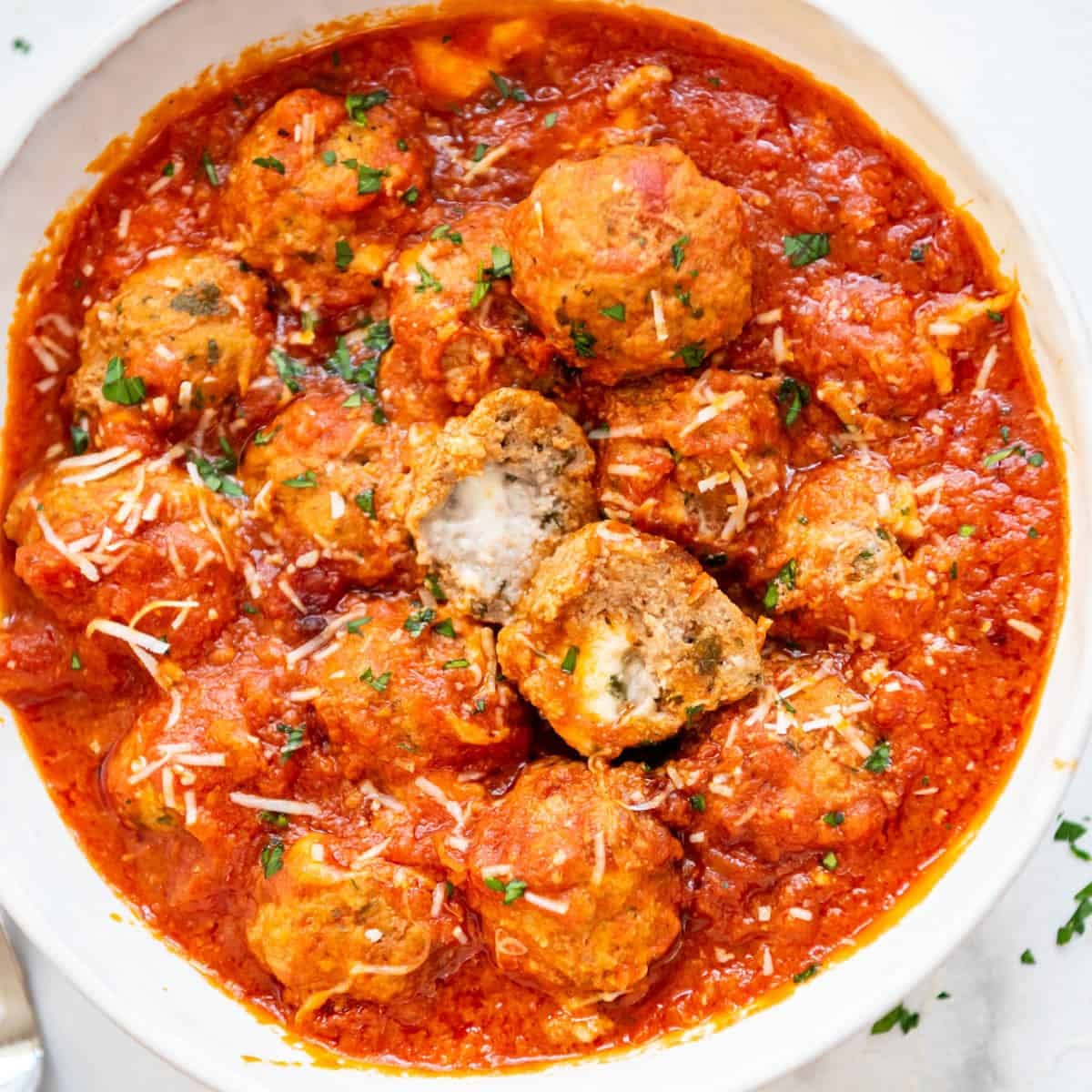 Spaghetti with Mozzarella-Stuffed Meatballs