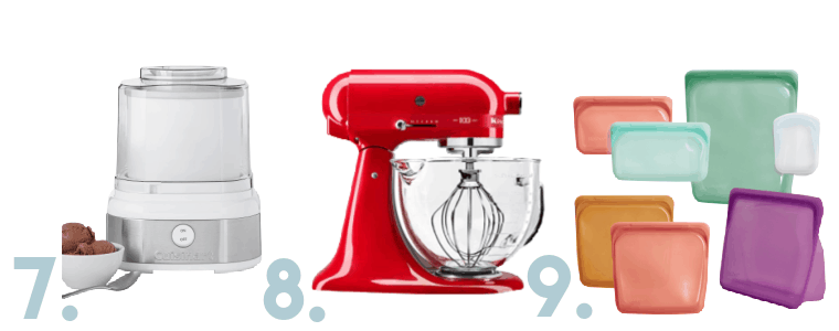 Ice cream maker, stand mixer, and reusable silicon bags