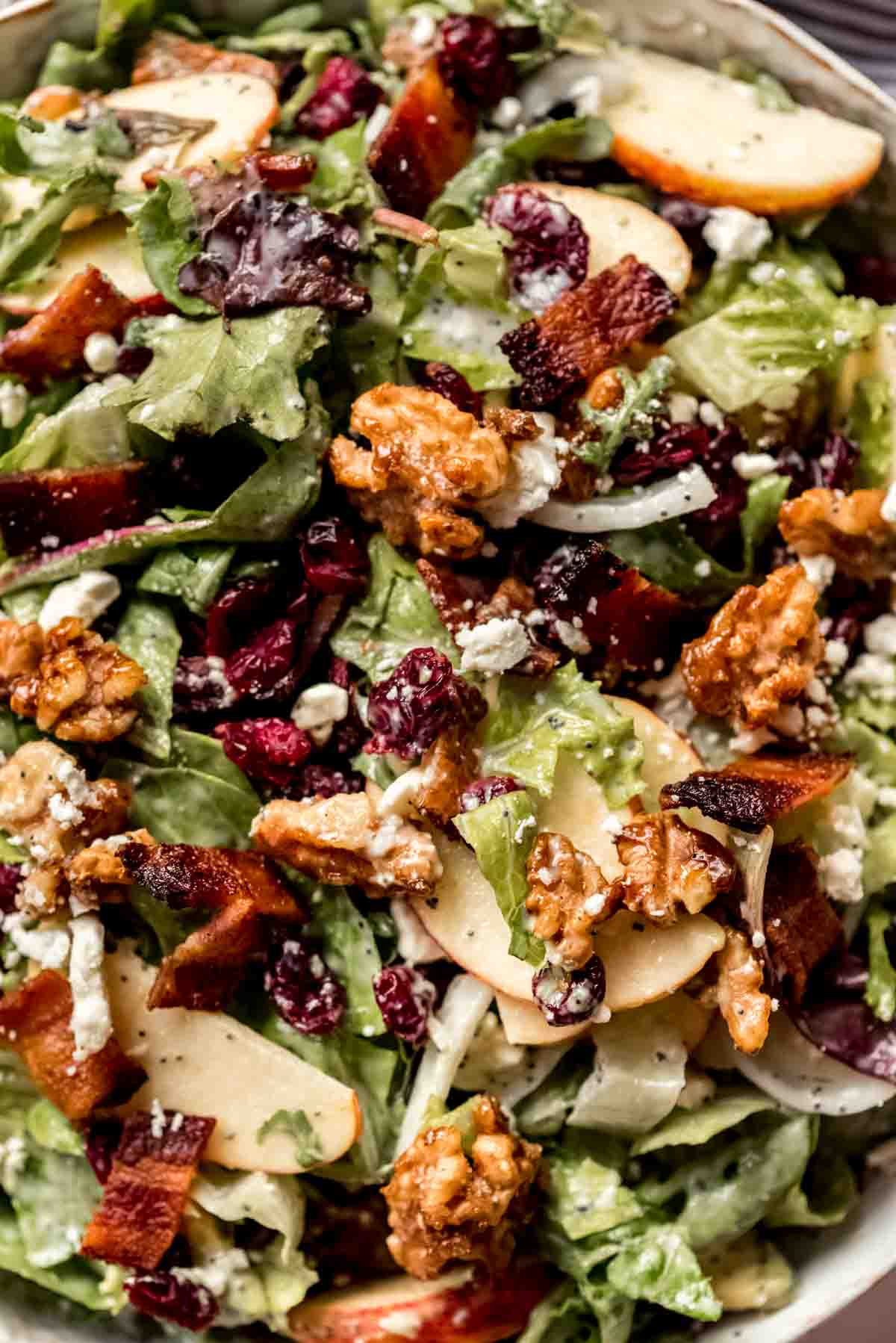 Candied walnuts on a salad.