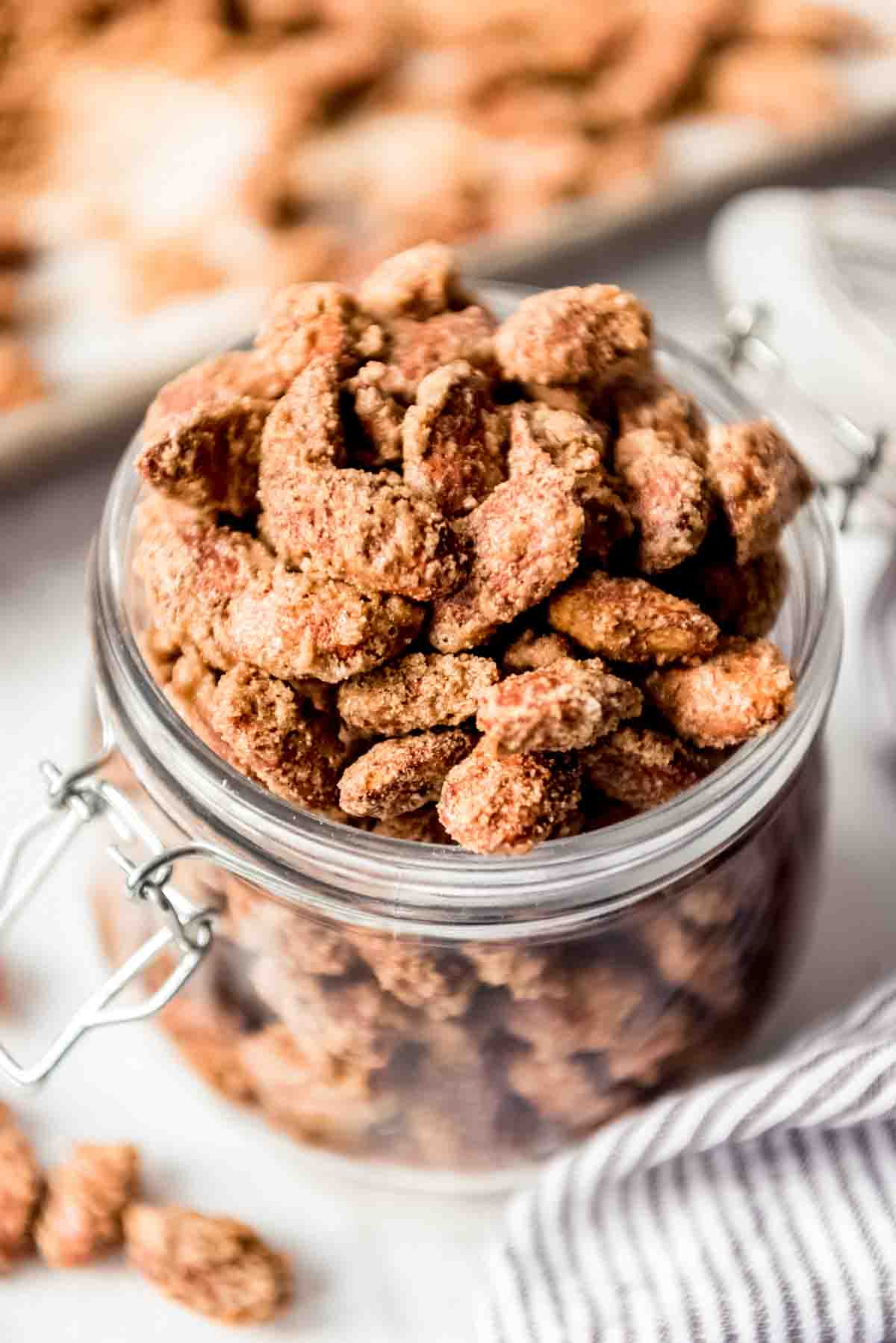 Almonds with a crunchy cinnamon sugar coating.