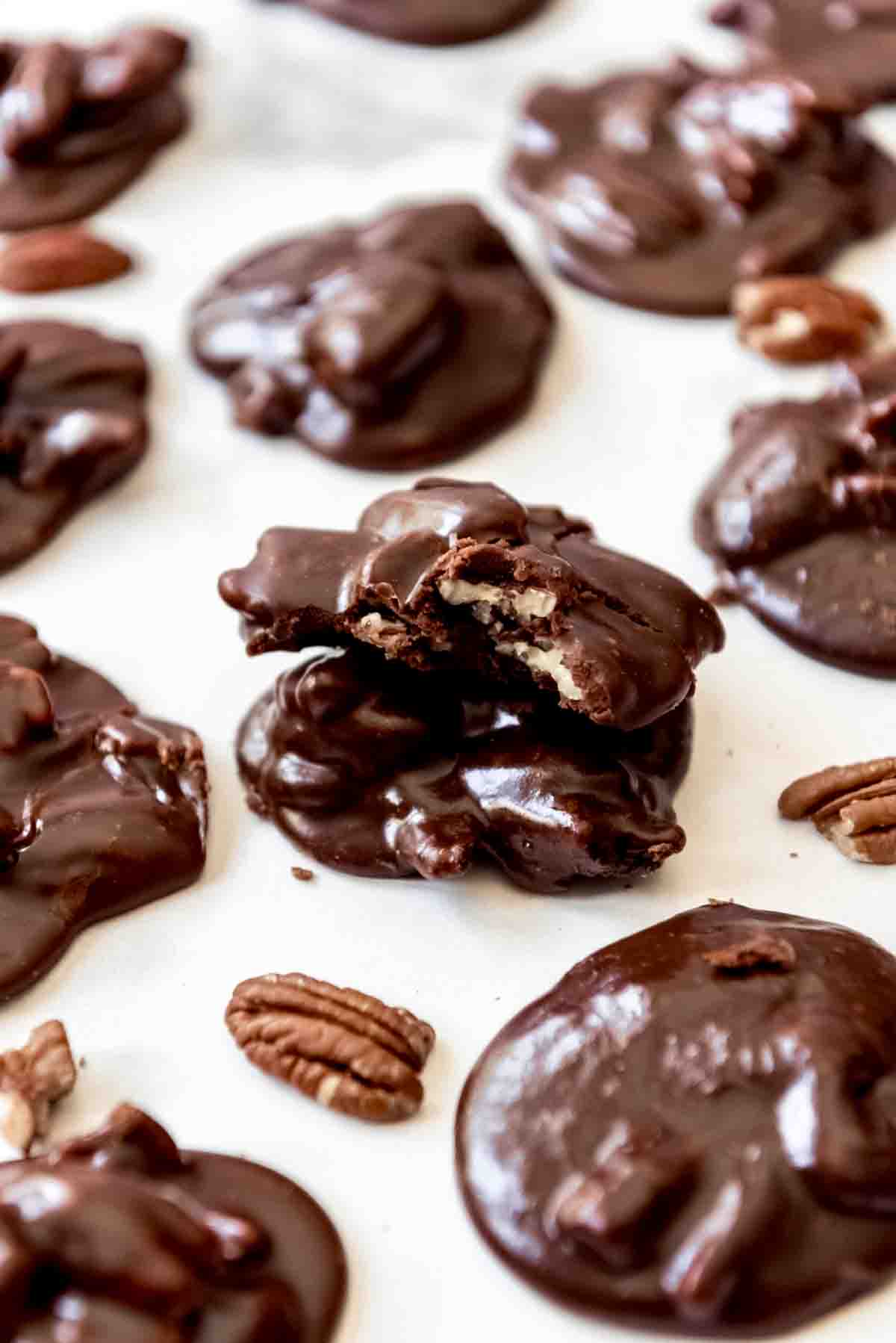 Pralines stacked on top of each other.