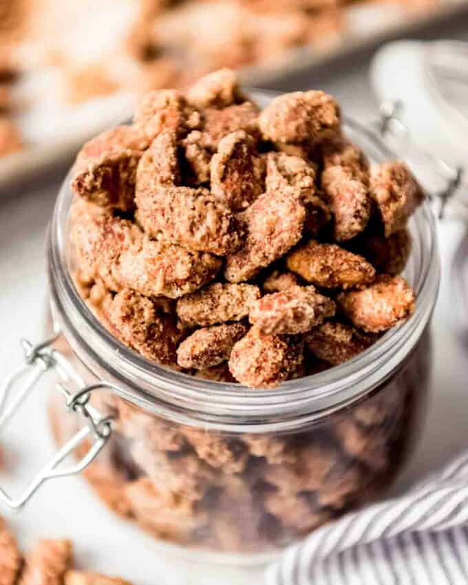 Almonds with a crunchy cinnamon sugar coating.