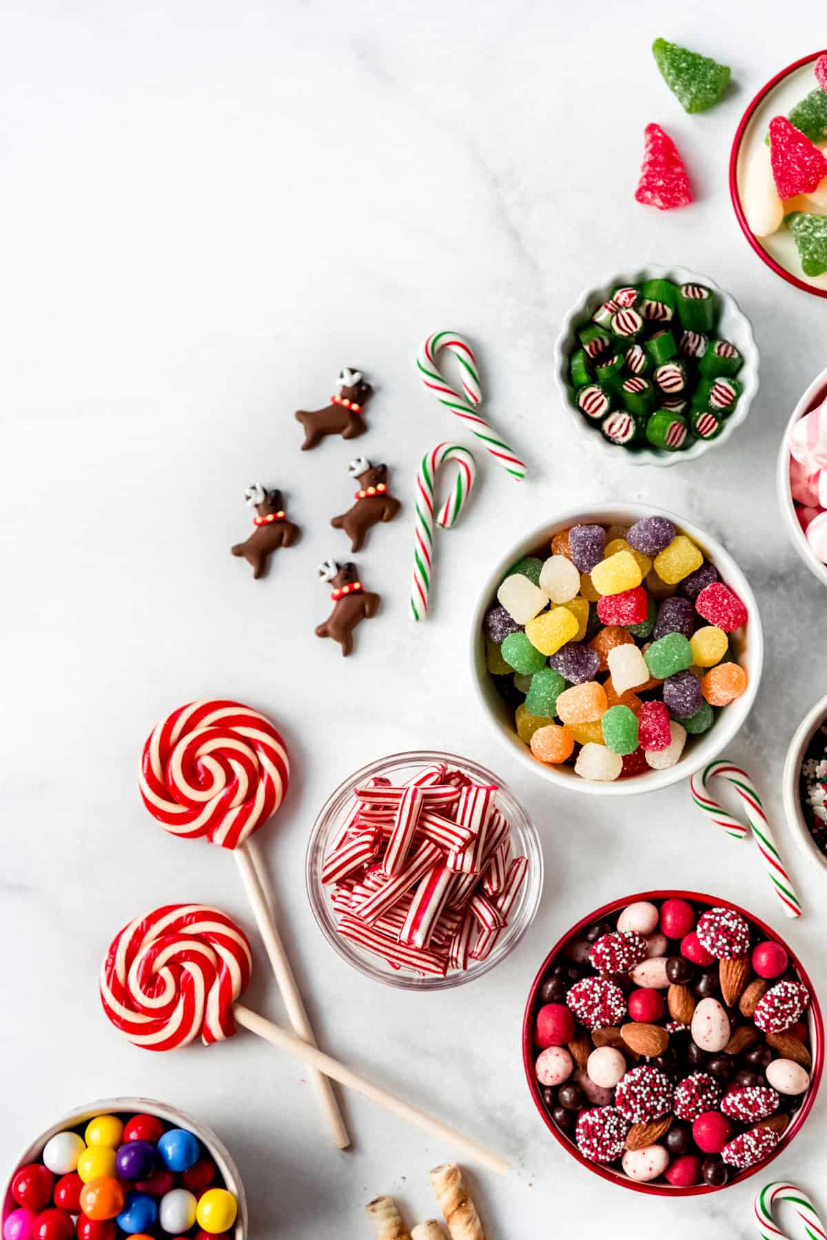 Candy in bowls.