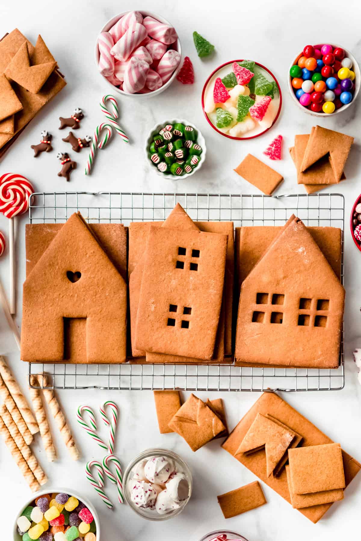 Cut out gingerbread house pieces.