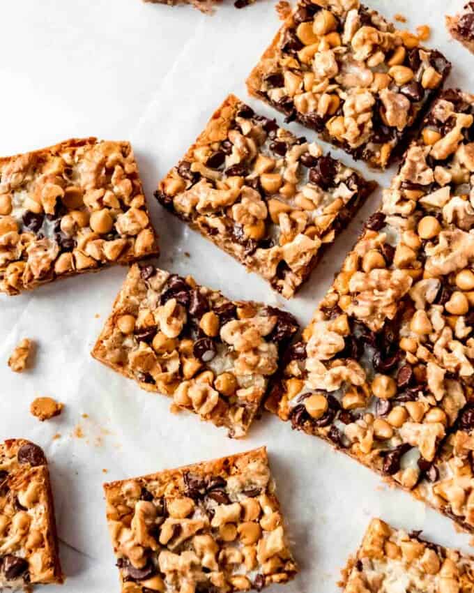 Easy 7 layer bars, cut into squares.