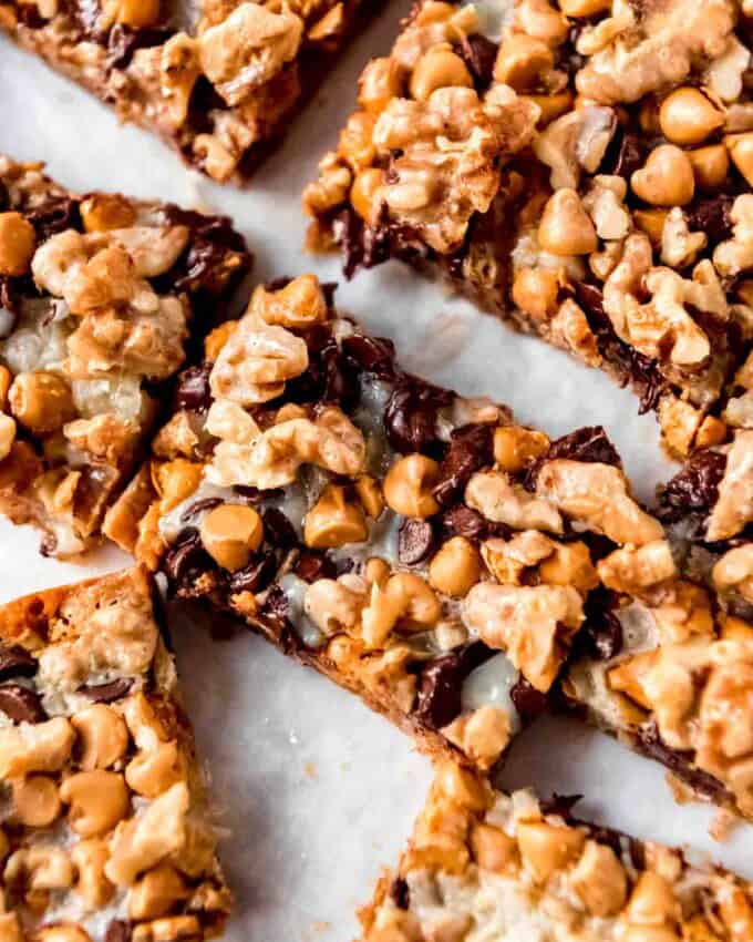 A close up of magic cookie bars.