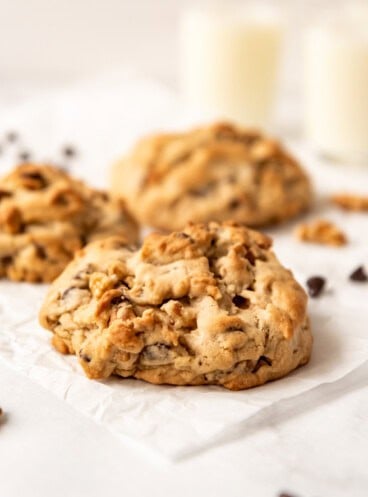 Levain Chocolate Chip Cookie on parchment paper