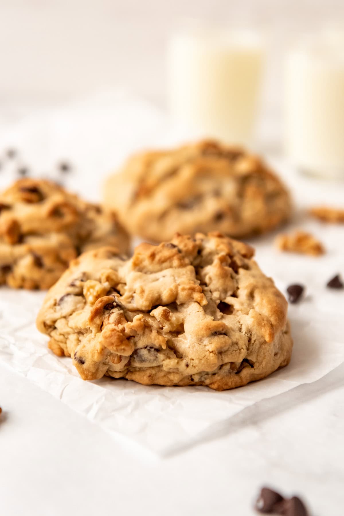 Levain Chocolate Chip Cookie on parchment paper