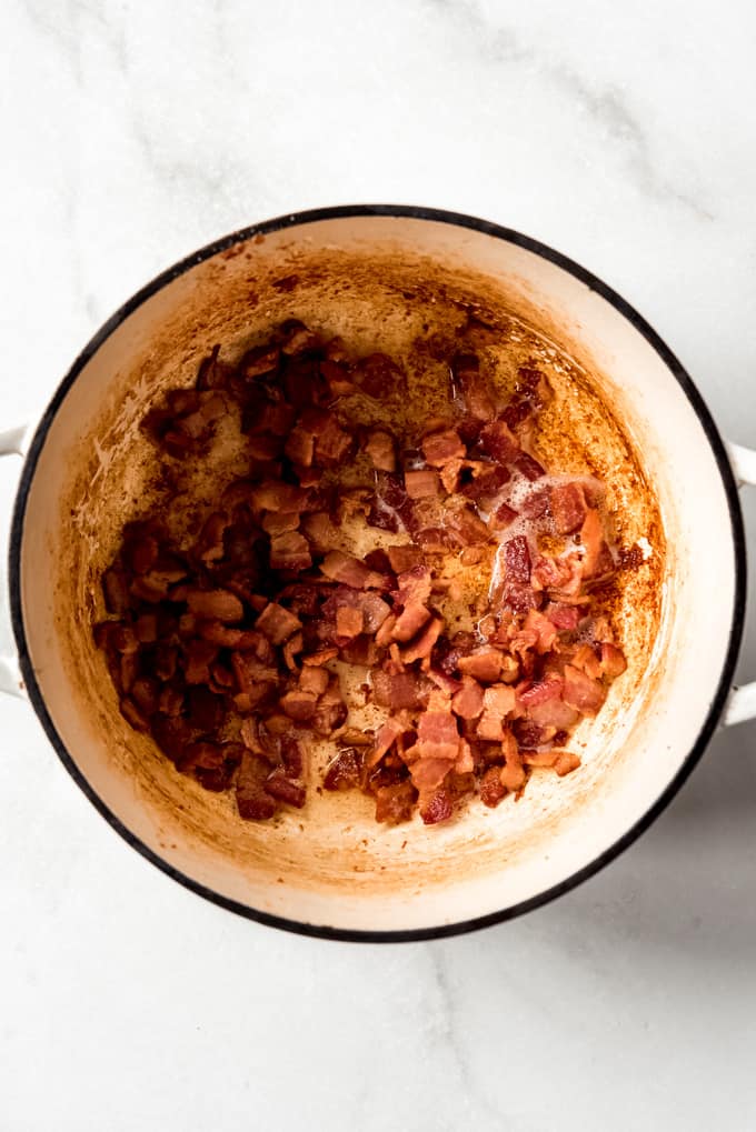 Crisp bacon in a dutch oven.