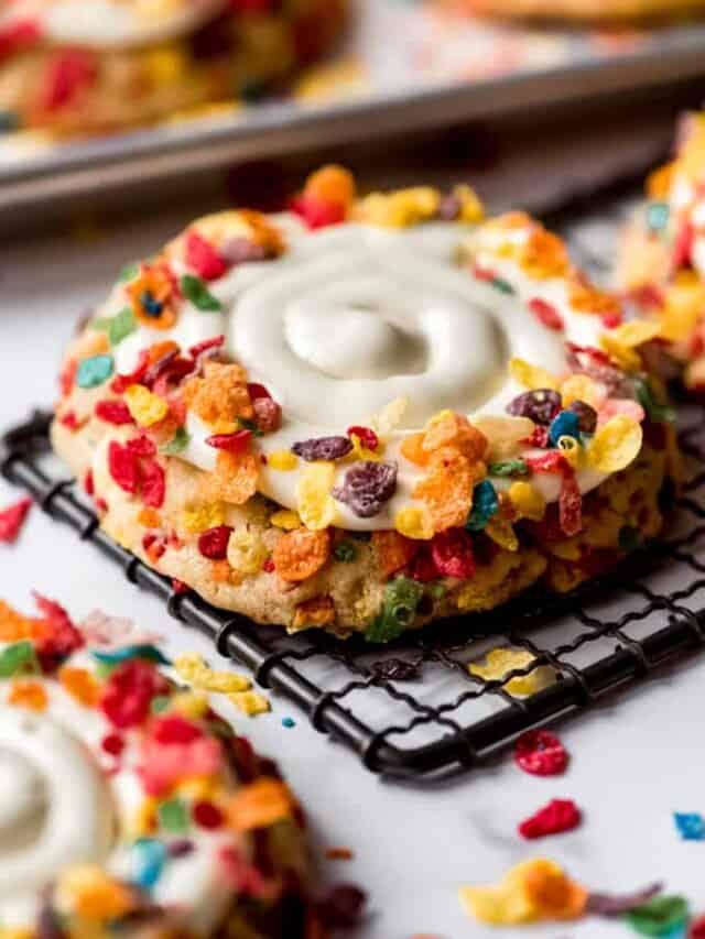 Frosted Fruity Pebbles Cookies Recipe - House of Nash Eats