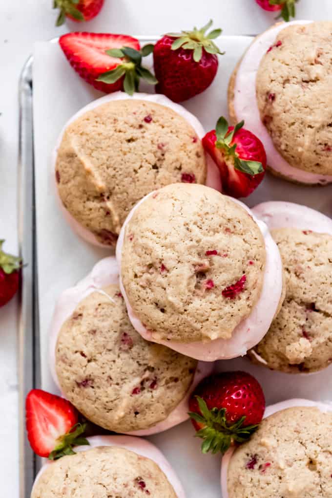 stacked strawberry whoopie pies