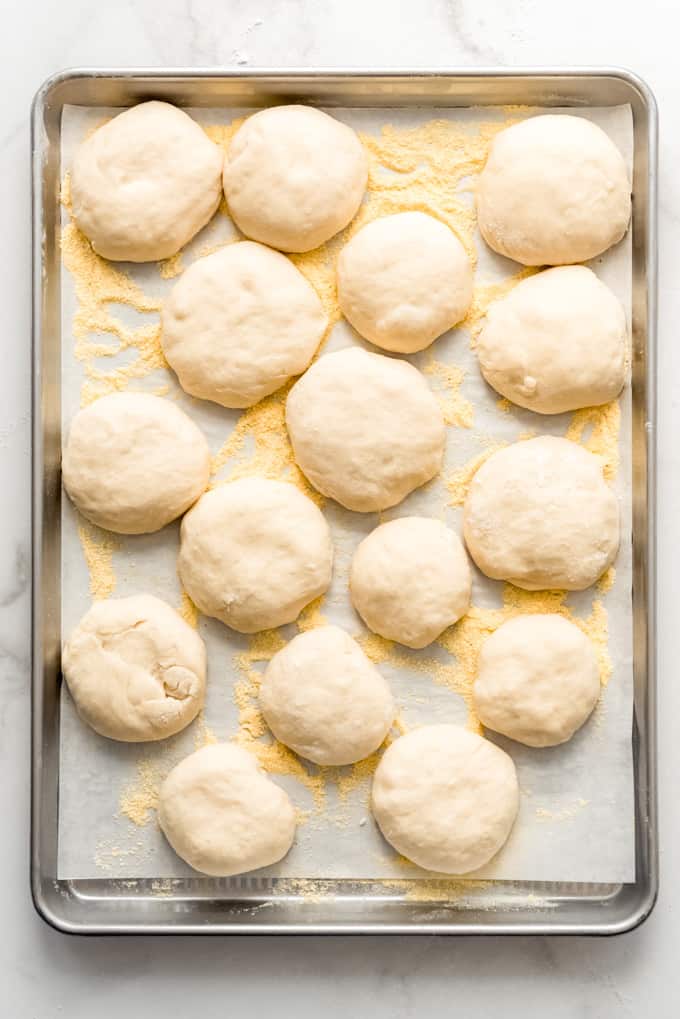 Homemade English Muffin Dough with cornmeal
