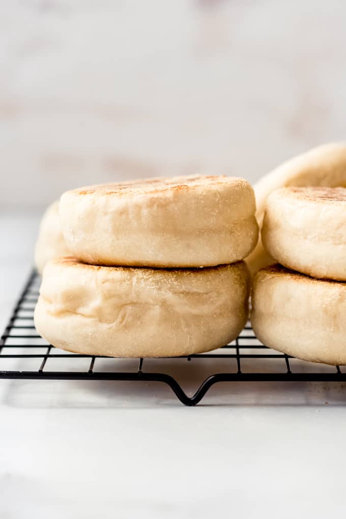 Stacked Homemade English Muffins