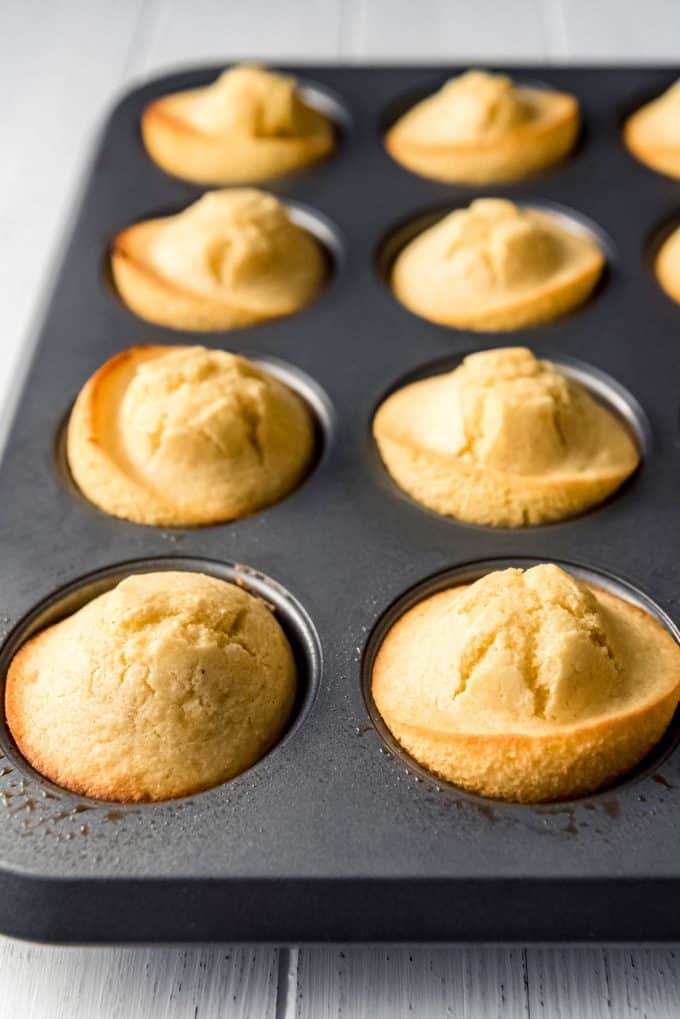 corn muffins in a muffin tin