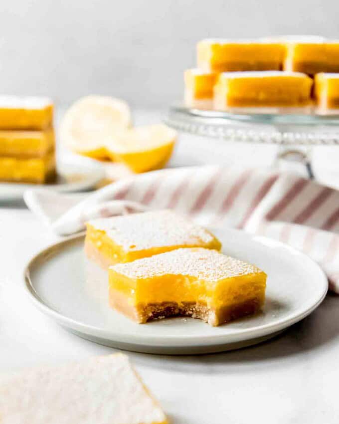 Homemade lemon bars cut into squares.