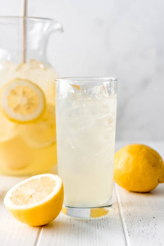 a glass of fresh squeezed lemonade