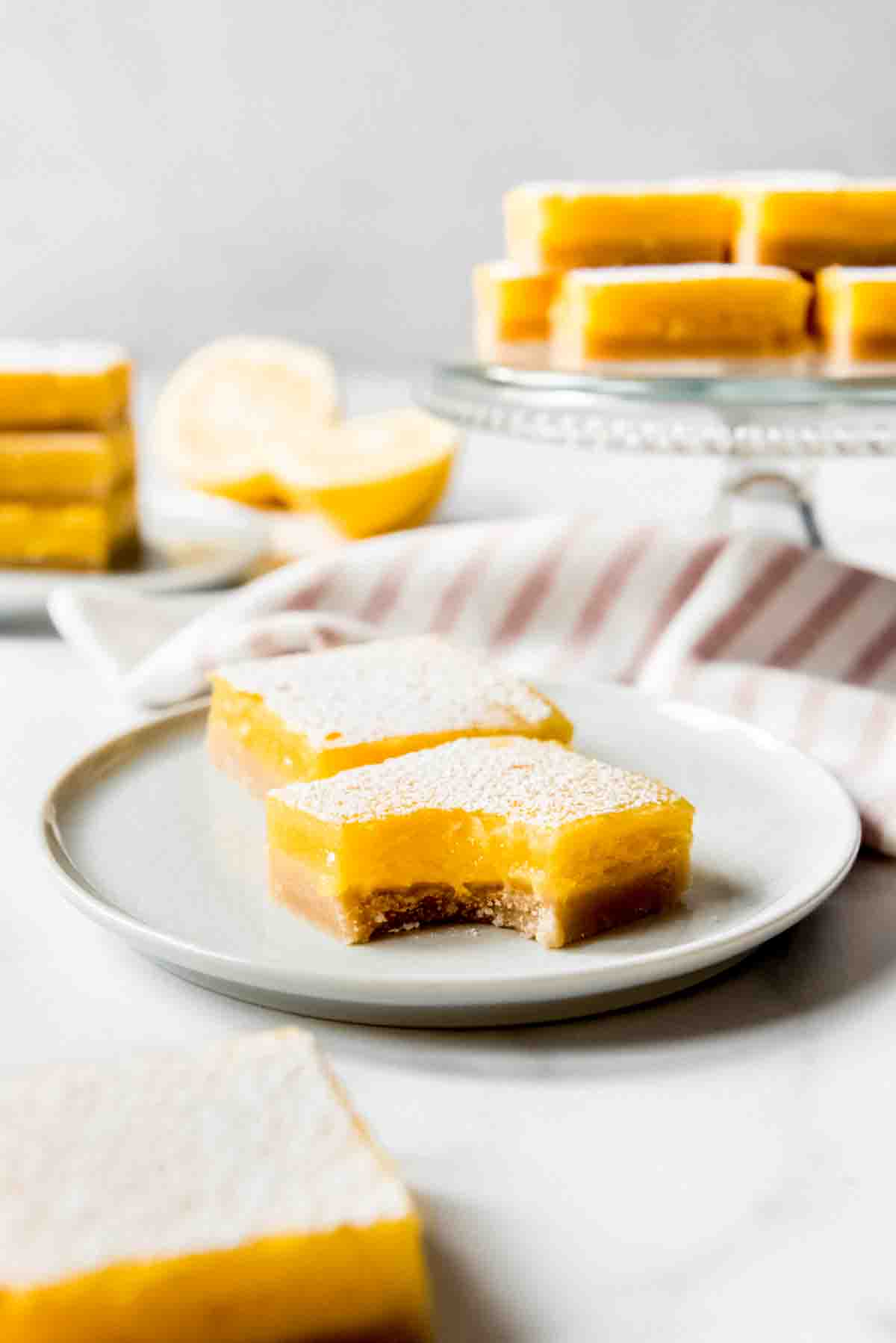 Homemade lemon bars cut into squares.