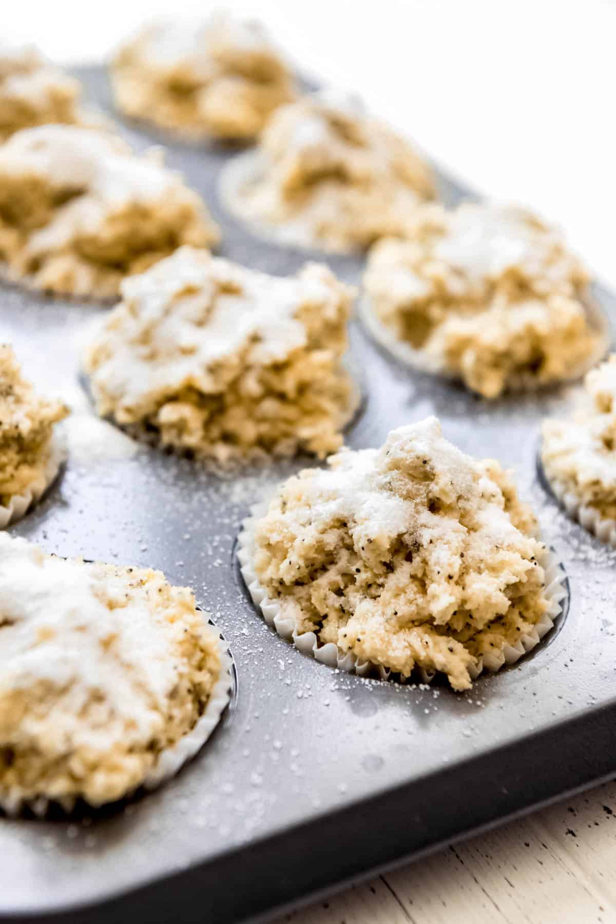 muffin batter in paper liners