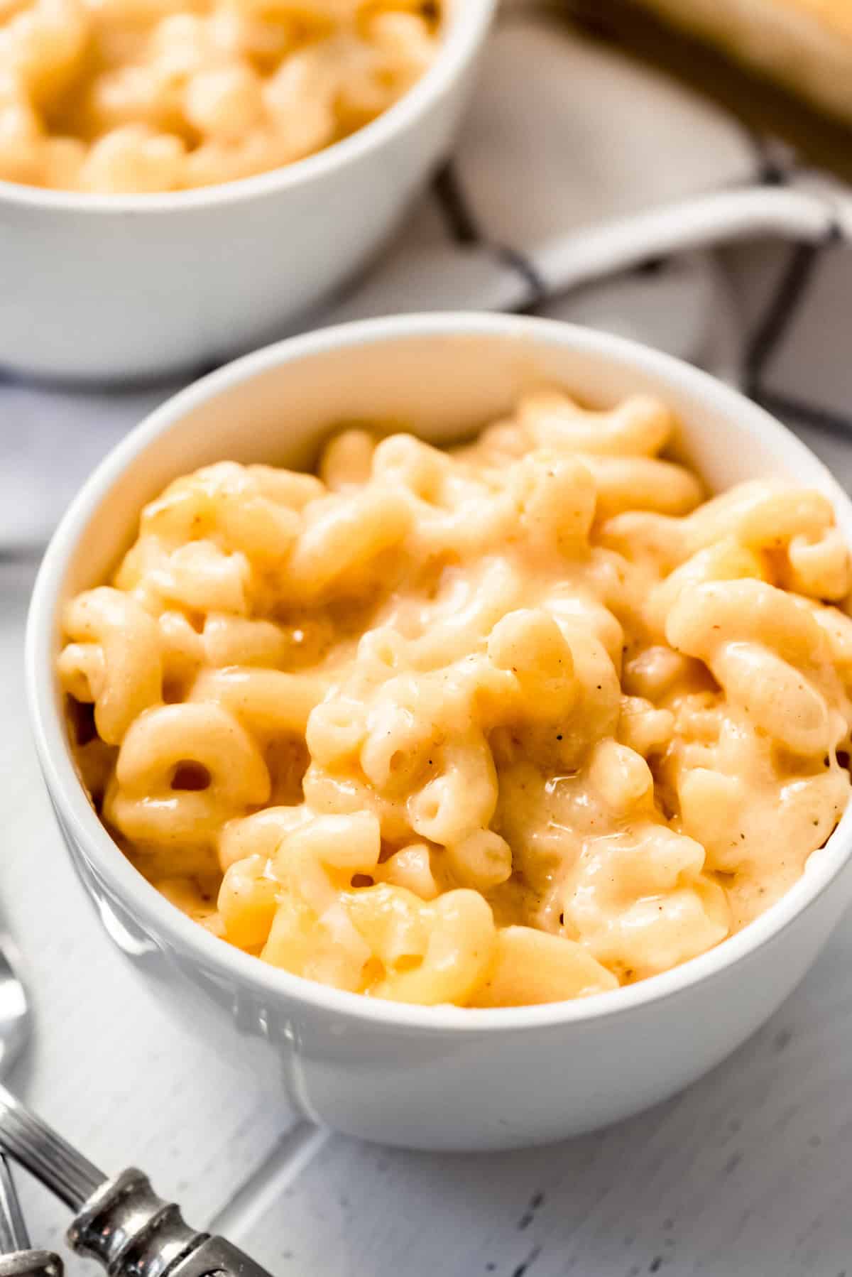 a bowl of homemade baked macaroni and cheese