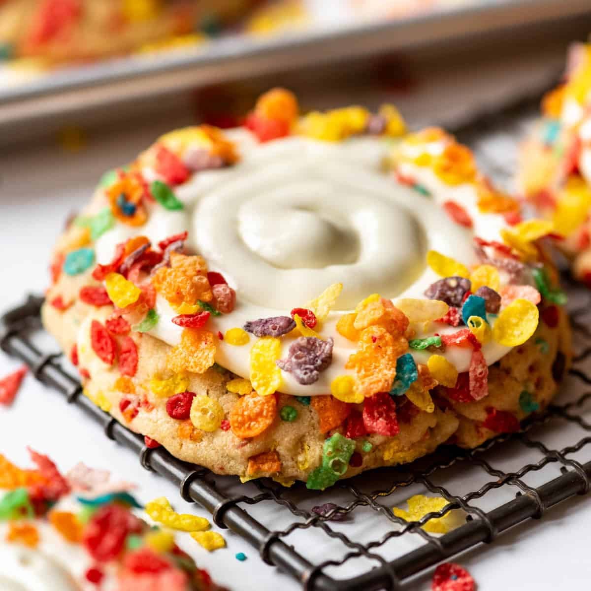 Frosted Fruity Pebble Cookies