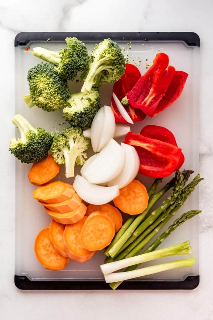 vegetables on a cutting board