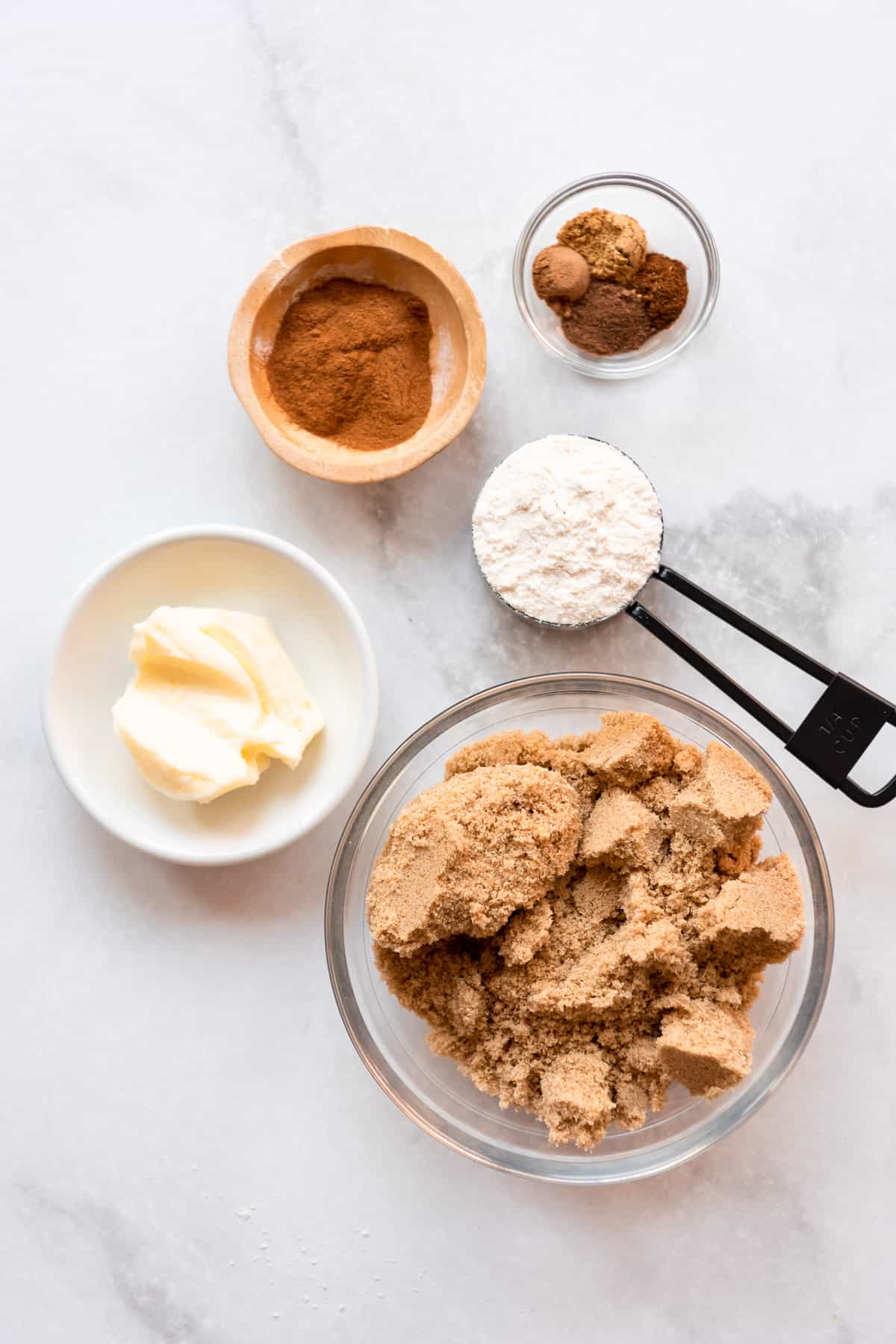 Ingredients for a brown sugar swirl inside a pumpkin spiced bundt cake. 