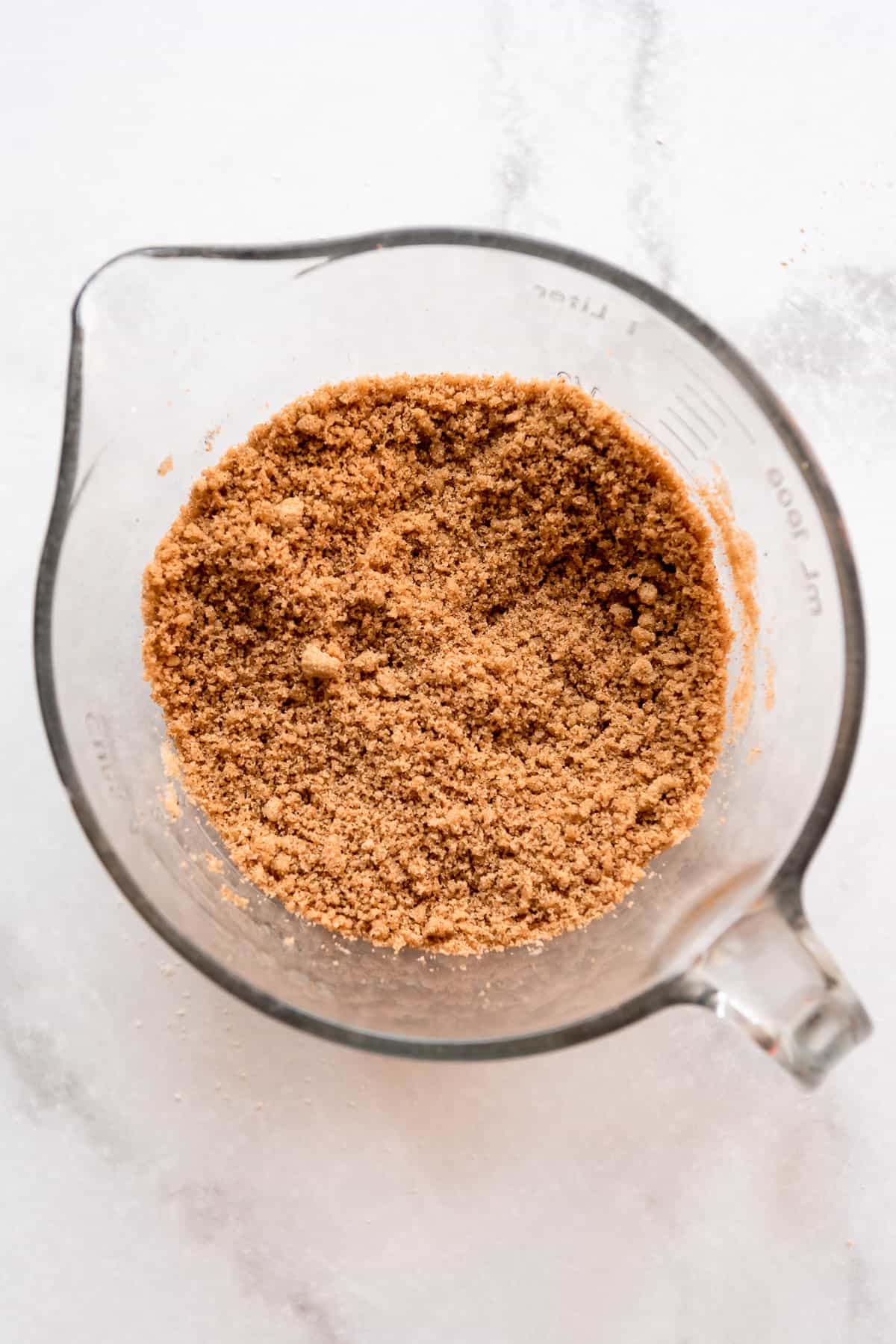 Brown sugar swirl ingredients have been well blended and have a texture like sand.