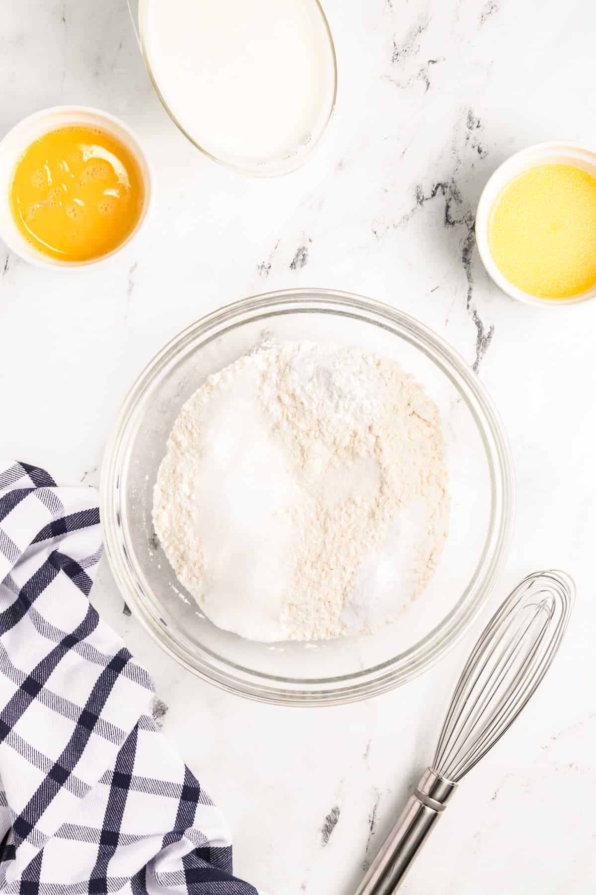 Dry ingredients in a large bowl.