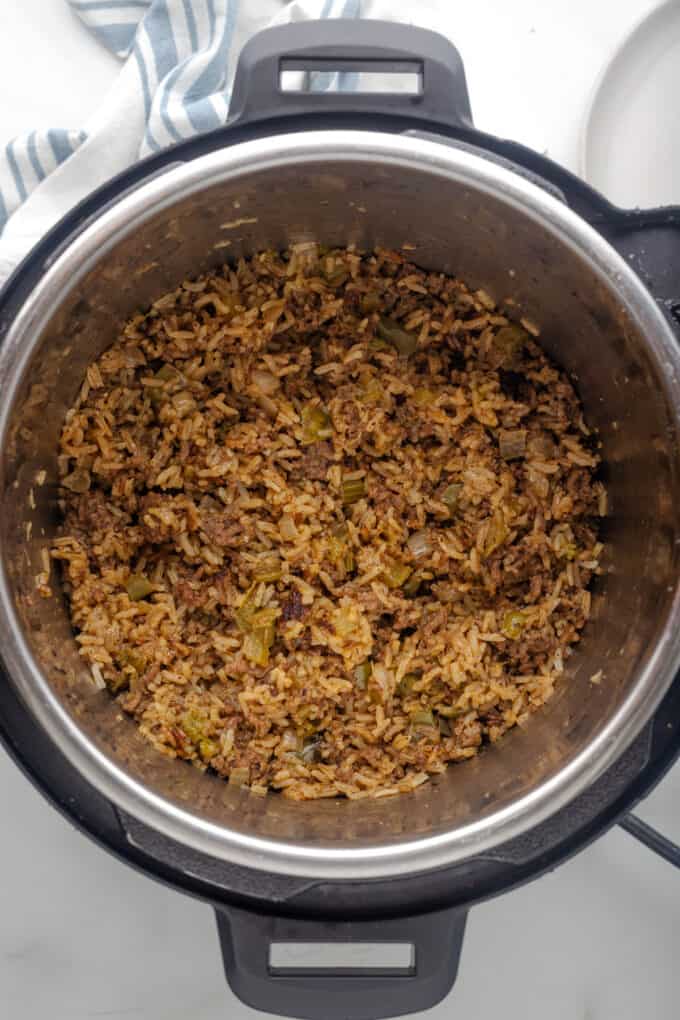 Cooked dirty rice in an instant pot.