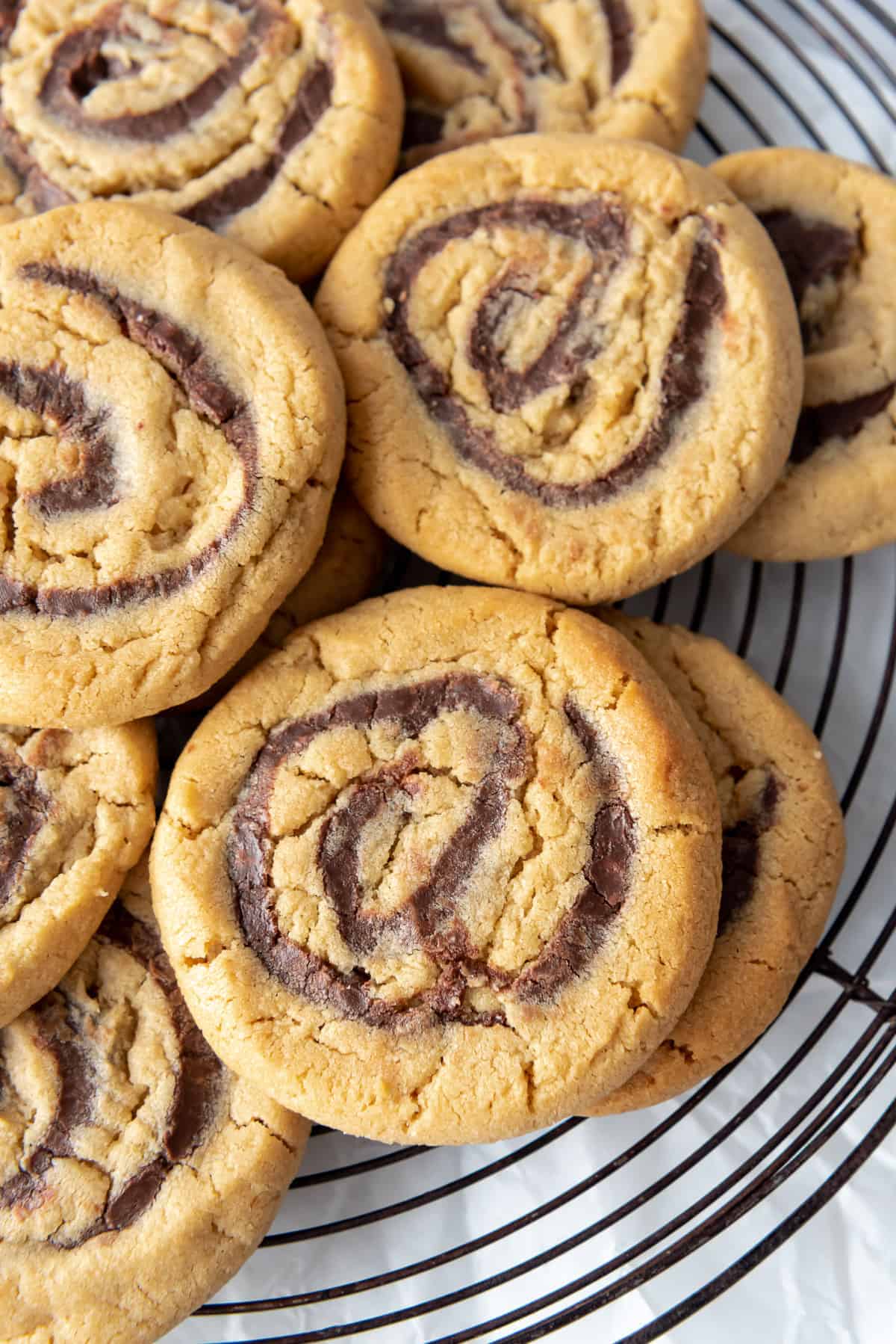 Slice-and-bake peanut butter cookies with a soft chocolate swirl.