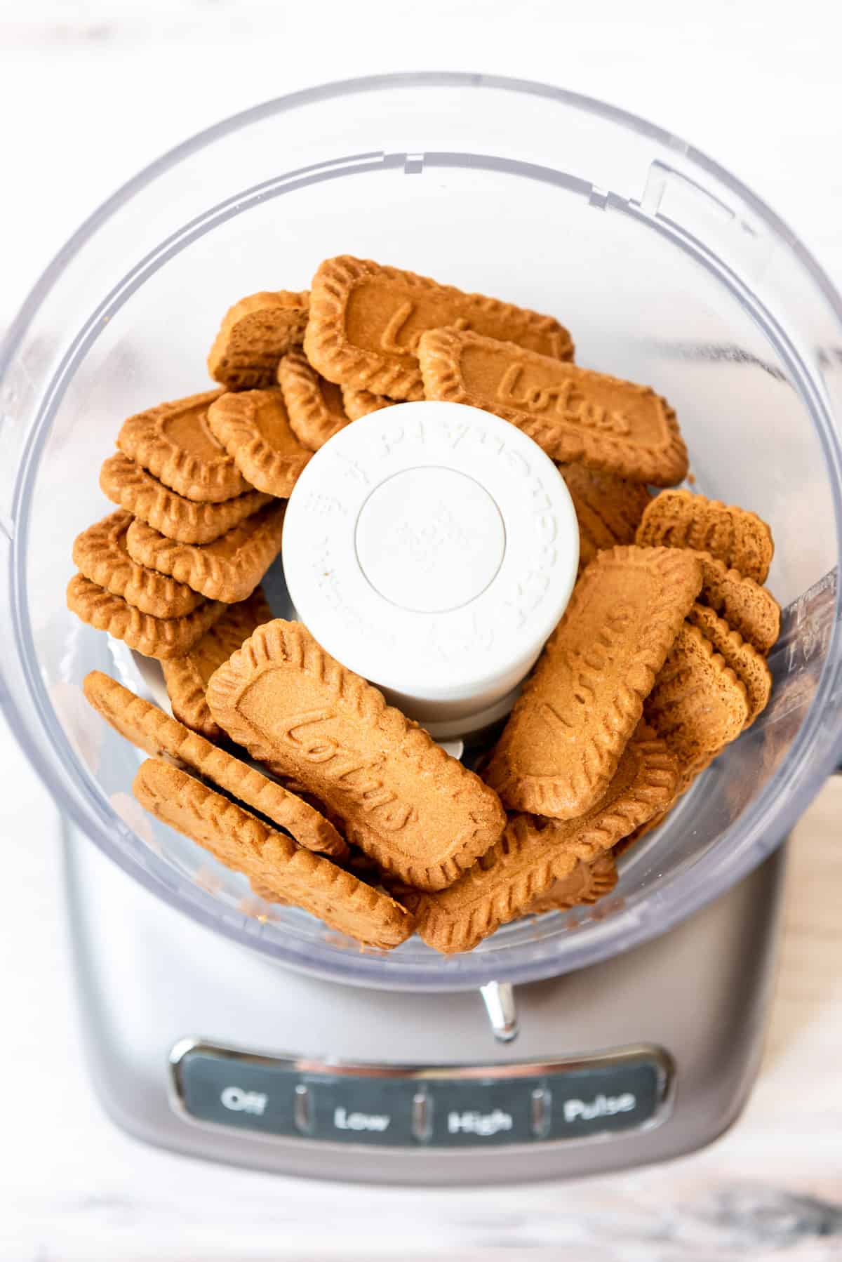 Biscoff cookies in a food processor.