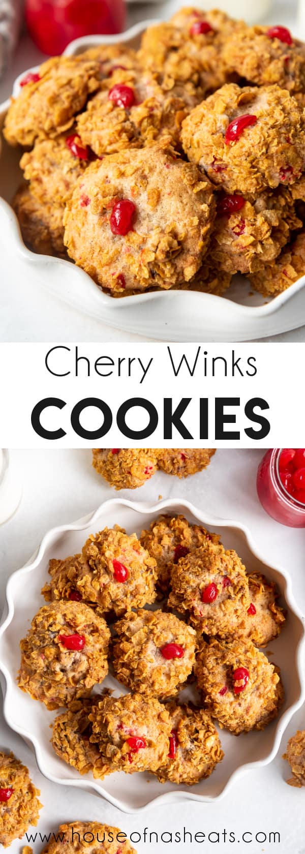 A collage of images of cherry winks cookies with text overlay.