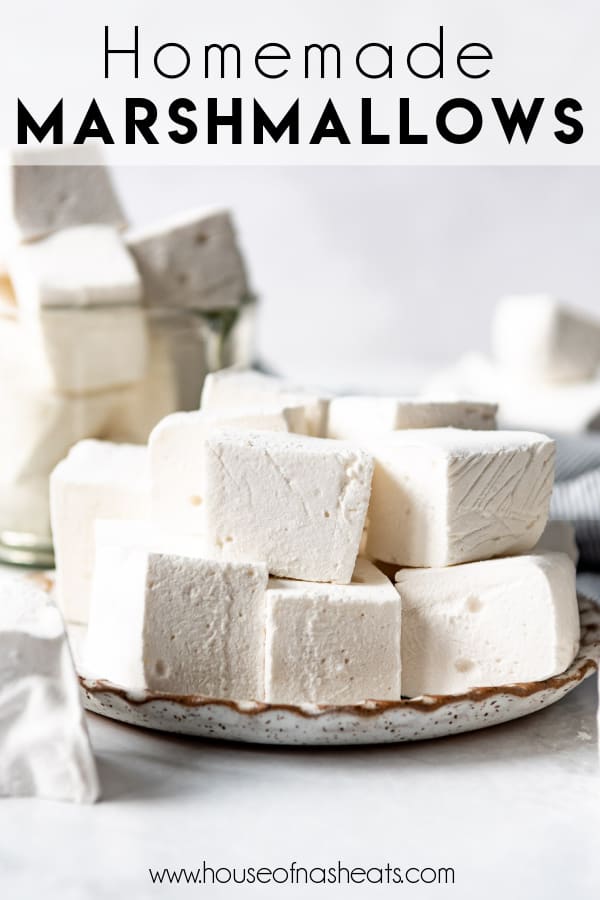 Homemade marshmallows on a plate.