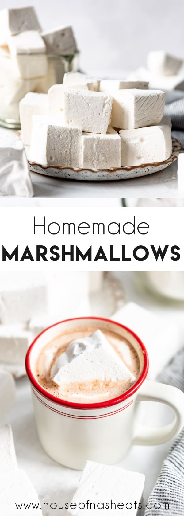 A collage of images of homemade marshmallows with text overlay.