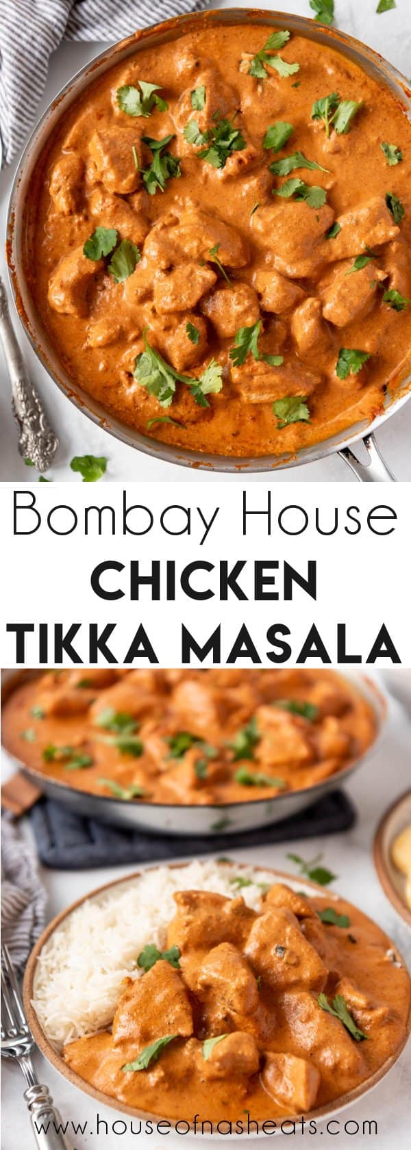 A collage of images of chicken tikka masala with text overlay.