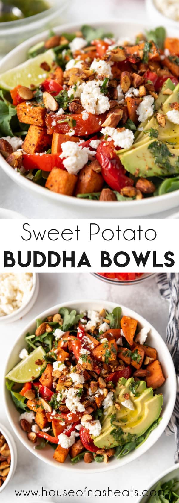 A collage of images of buddha bowls with text overlay.
