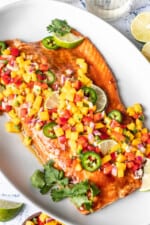 The BEST Baked Salmon with Mango Salsa - House of Nash Eats