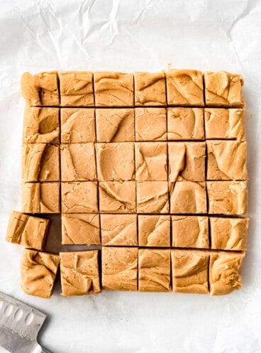36 squares of cut peanut butter fudge.