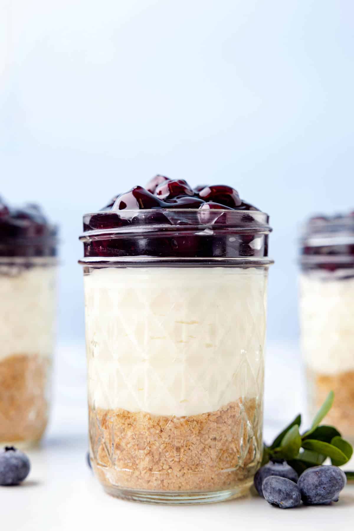 Easy cheesecake jars with fruit topping.
