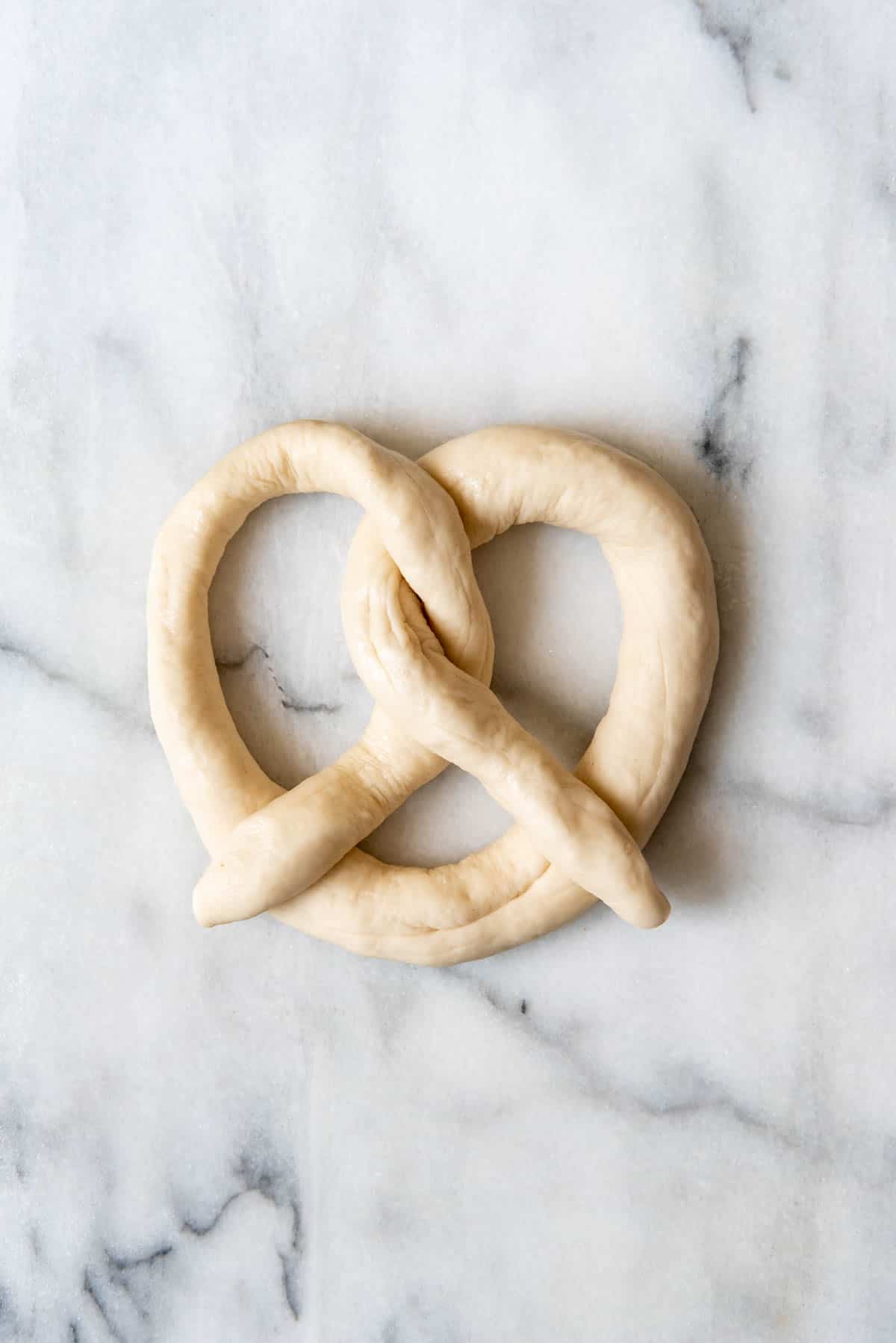 An image of pretzel dough ready to be baked.