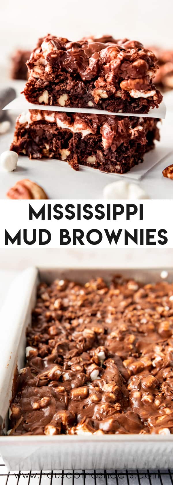 A collage of images of Mississippi Mud Brownies with text overlay.