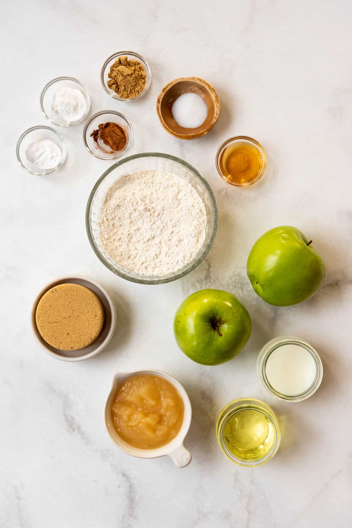 Ingredients for apple ginger quick bread.