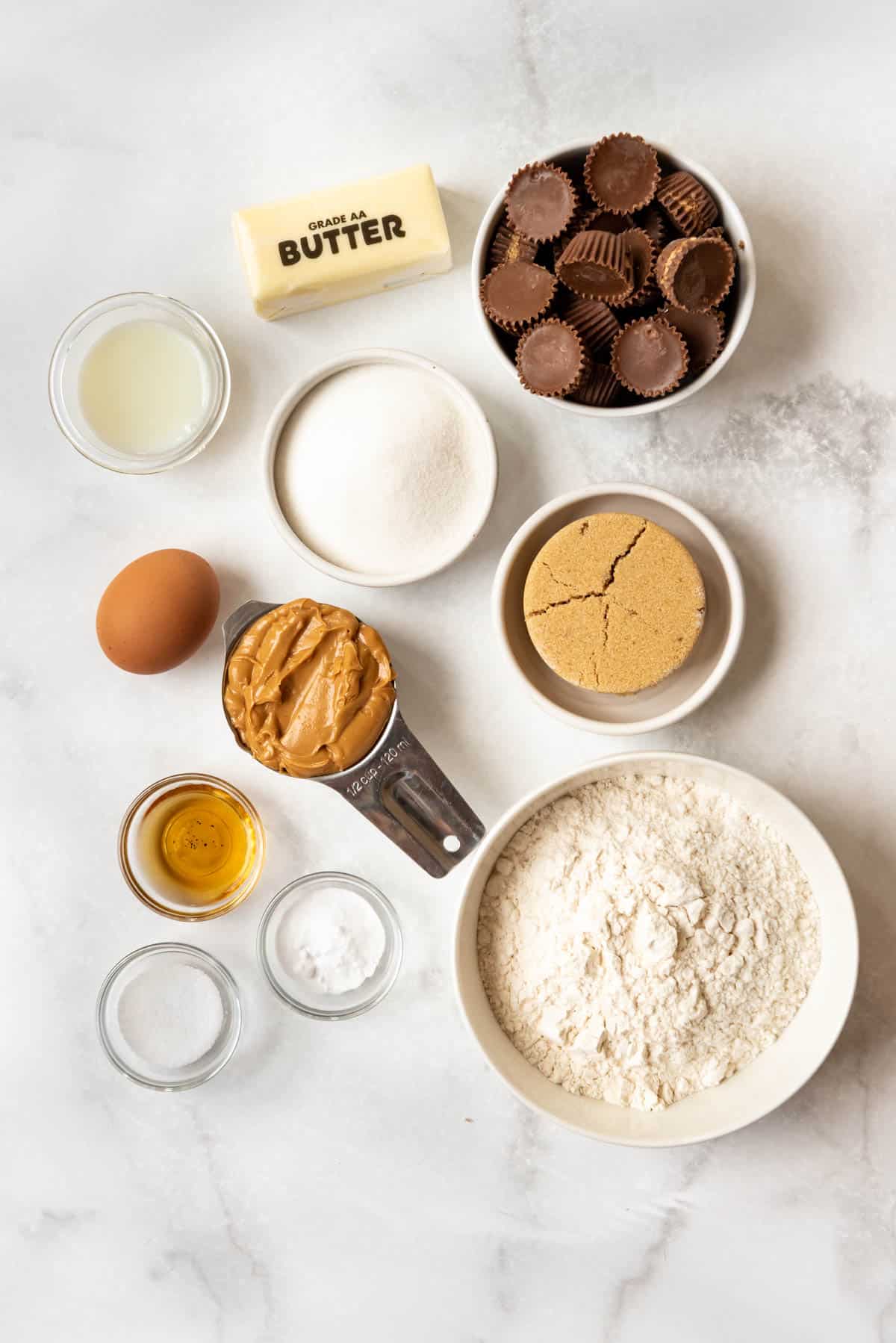 Ingredients for Peanut Butter Cup Cookies.