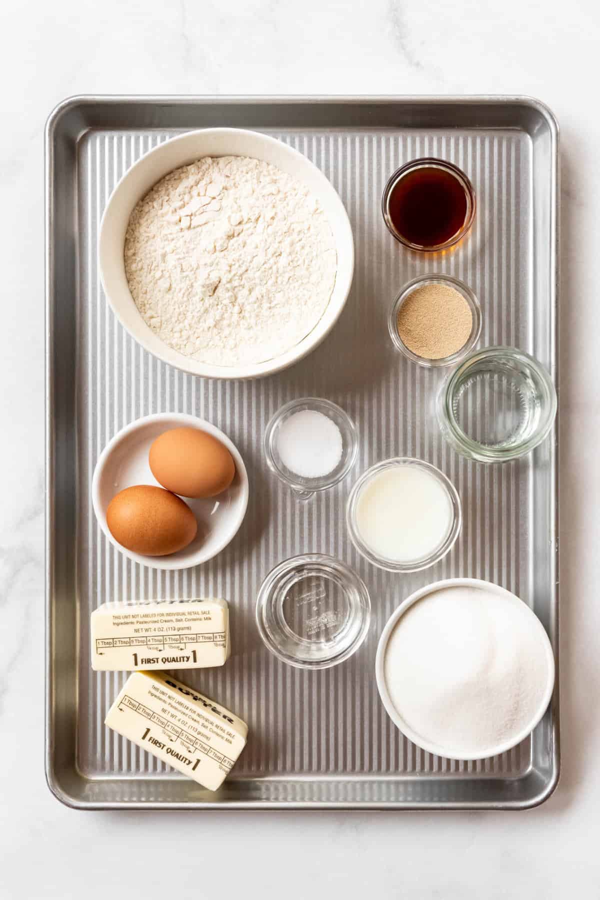 Ingredients for making gooey butter cake.