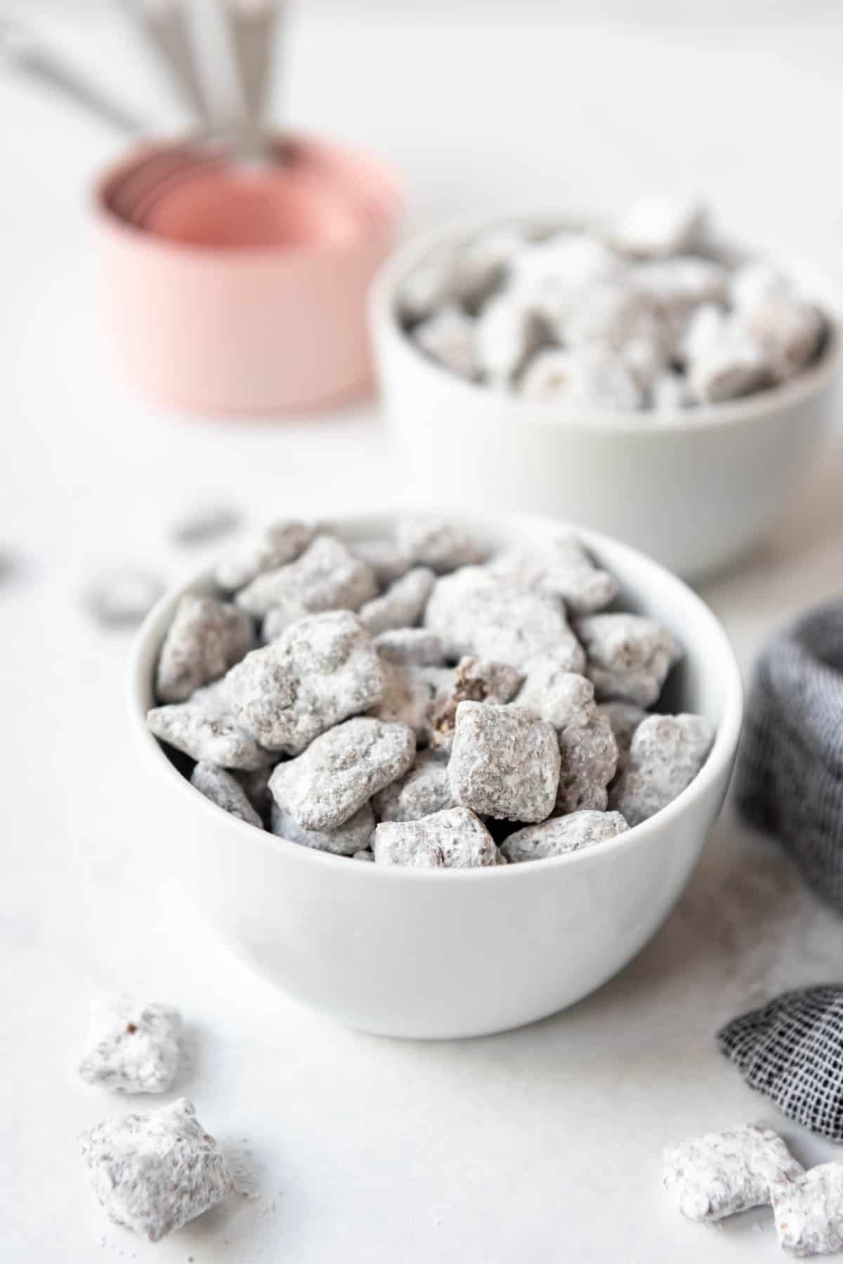 An image of muddy buddies in bowls.