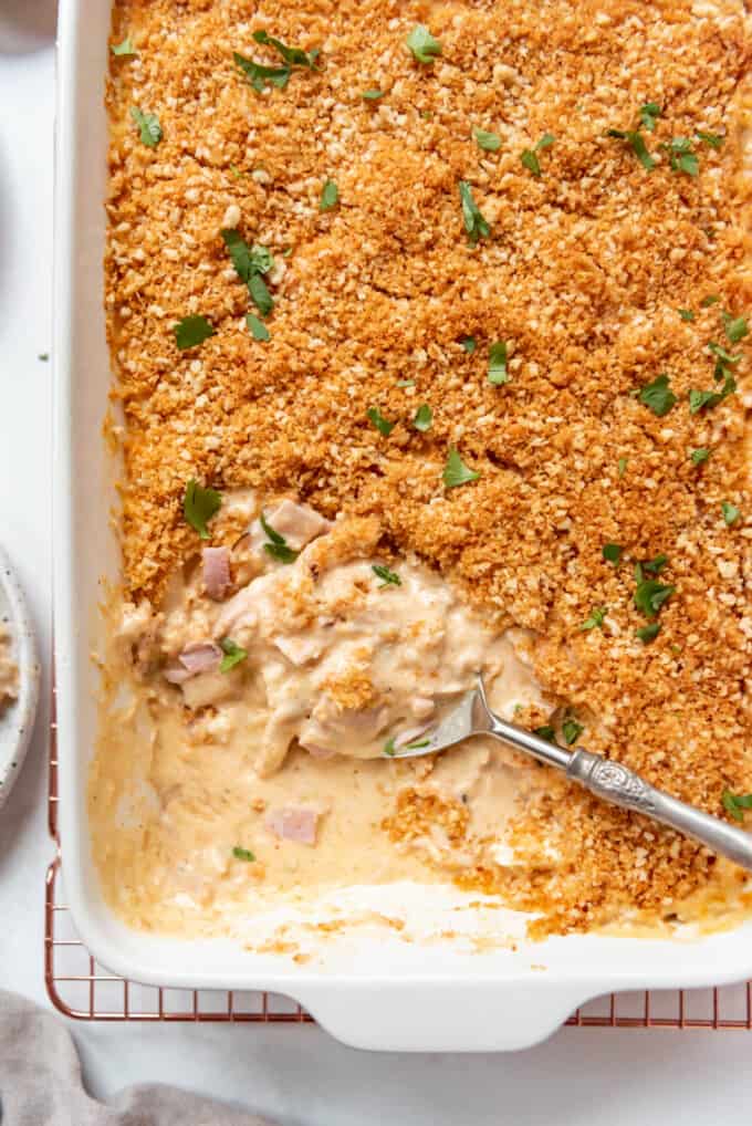 Easy Chicken Cordon Bleu Casserole (using Rotisserie Chicken!)