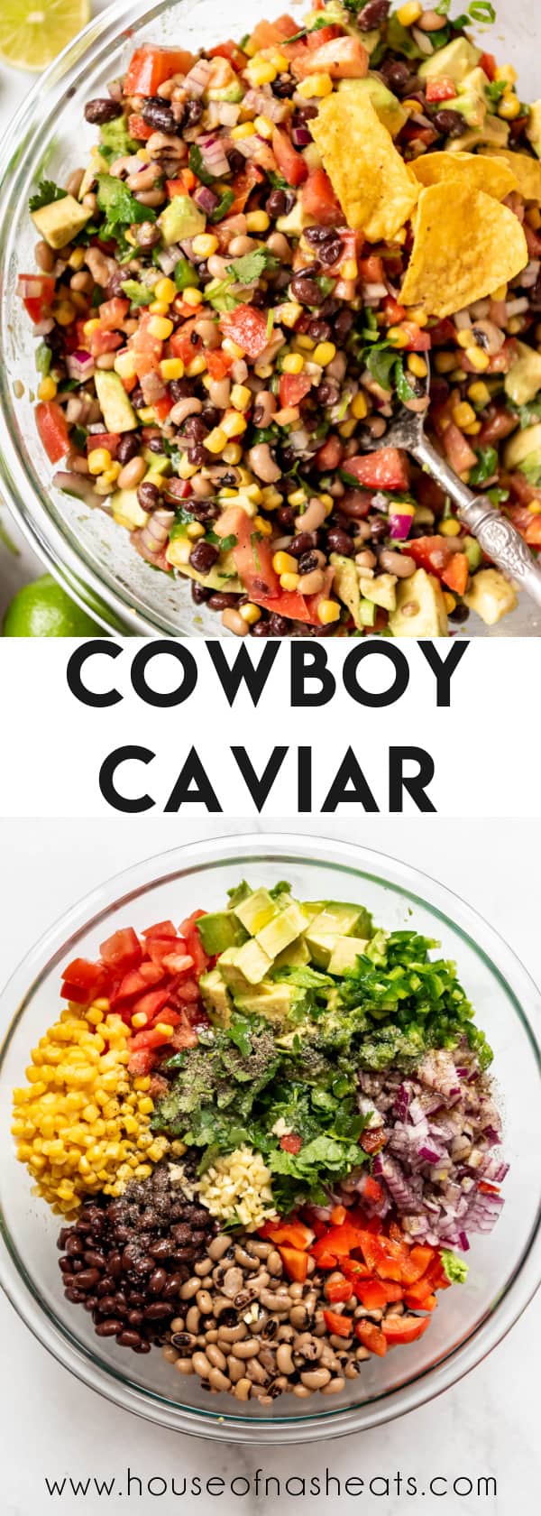 A collage of images of cowboy caviar with text overlay.