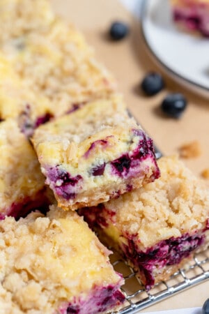 Easy Blueberry Cheesecake Bars with Oat Crumble Topping