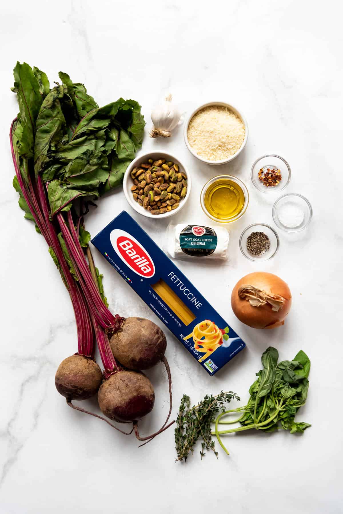 Ingredients for viral TikTok beet pasta.